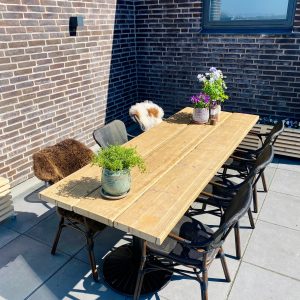 Havebord af Genbrugsplanker | Fenris Stel | 180 cm