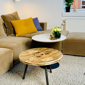Sofabord af Kabeltromle | Armeringsjernben | Ø90 / Lakeret / 45 cm