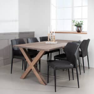 Plankebord i massiv eg | Model Curve Med X-Base i Eg | 120x80 cm / Mocca Olie