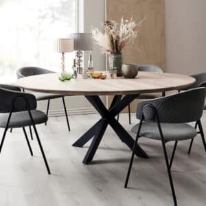 Rundt Spisebord i Massiv Eg | Model Boston På Opus Base | Ø100 / Hvid Olie