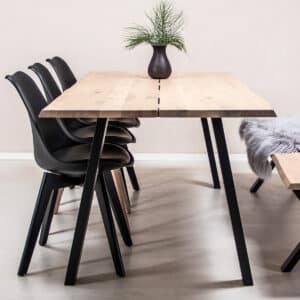 Plankebord i massiv eg | Model Curve Med B4 stel | 120x80 cm / Hvid Olie